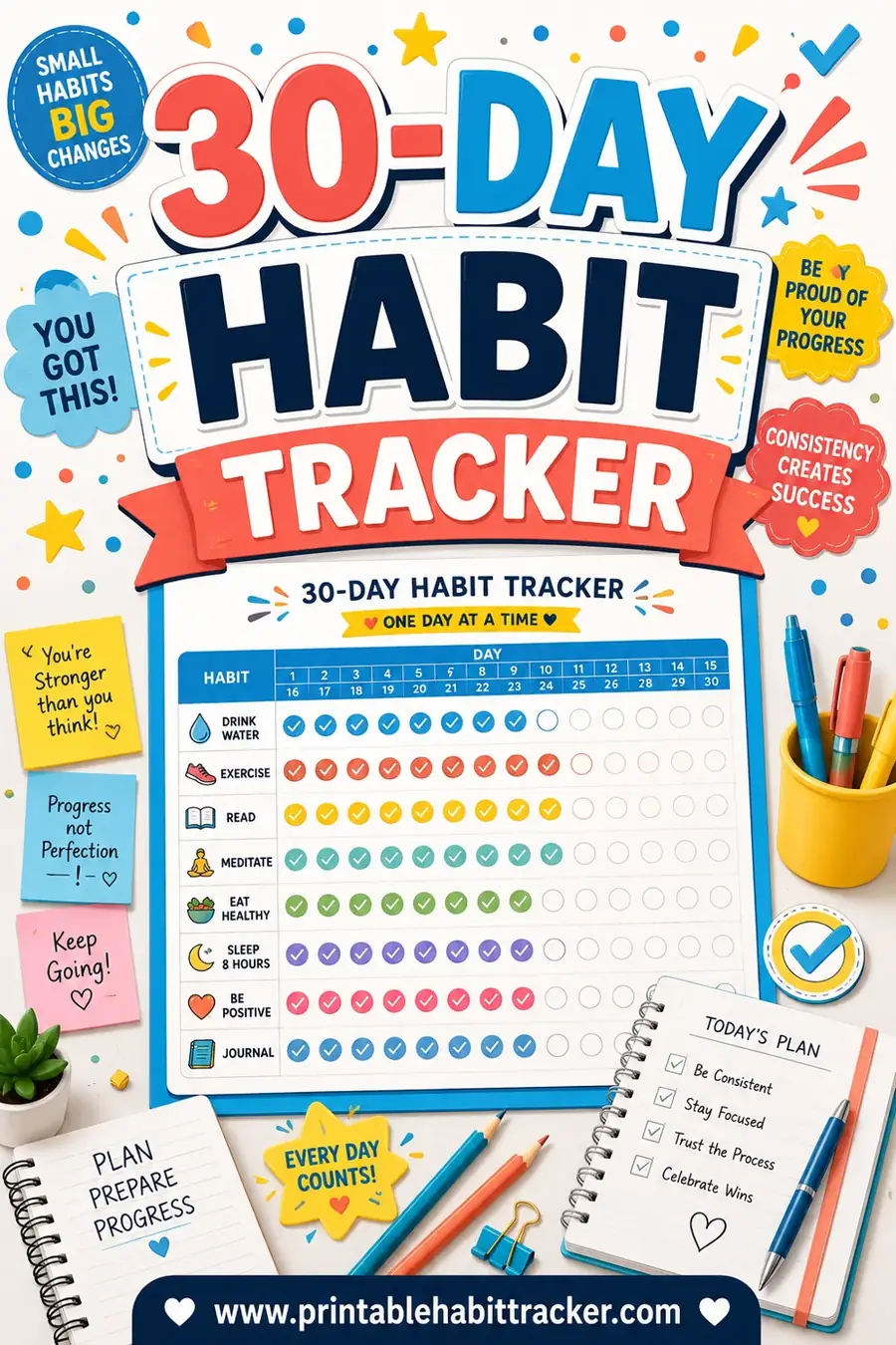 30-Day Habit Tracker: Free Printable to Build One Habit