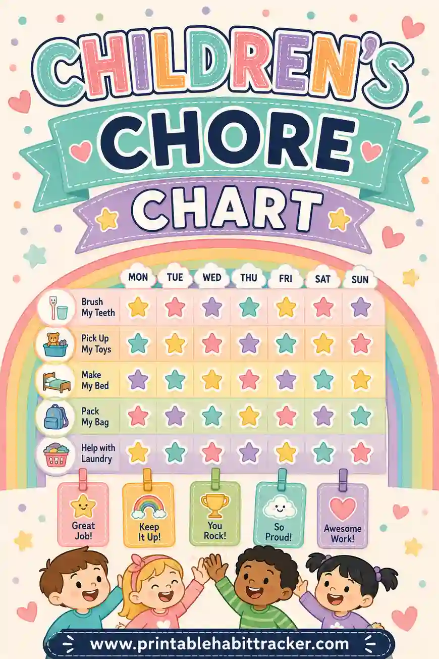 Children's Chore Chart Printable: Free Charts Little Kids Can Use