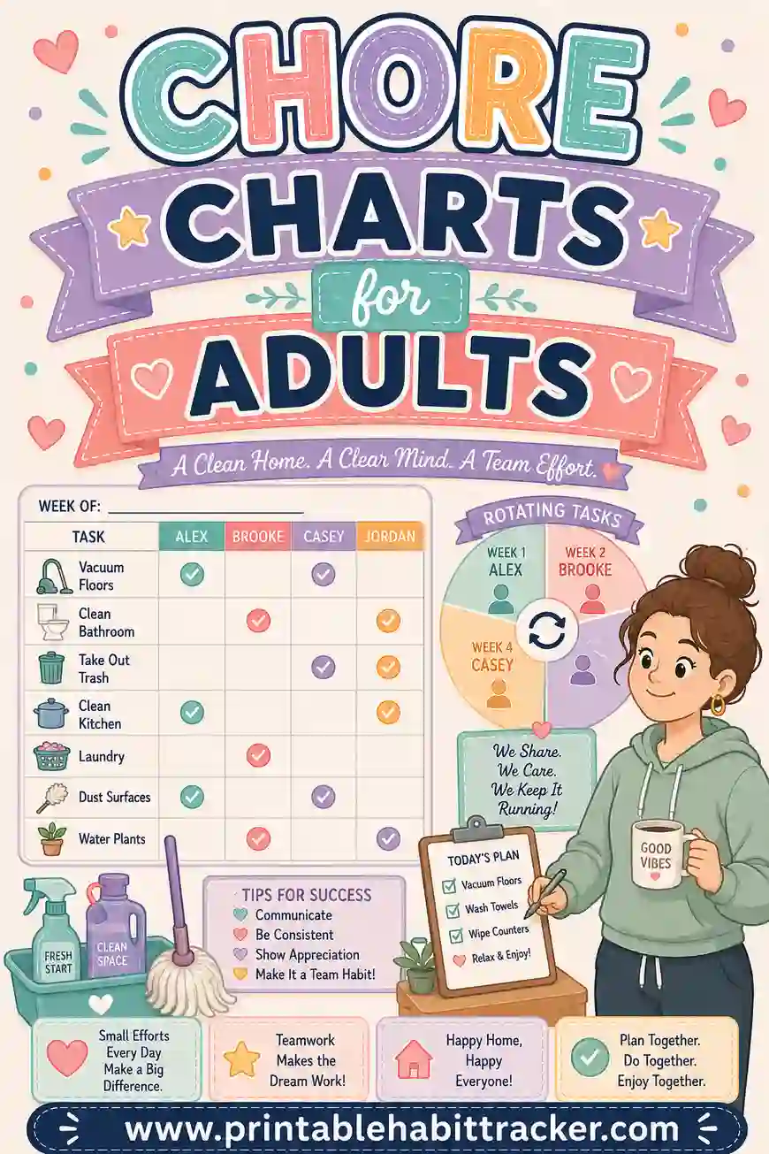 Free Printable Chore Charts for Adults: Grown-Up Charts That Work