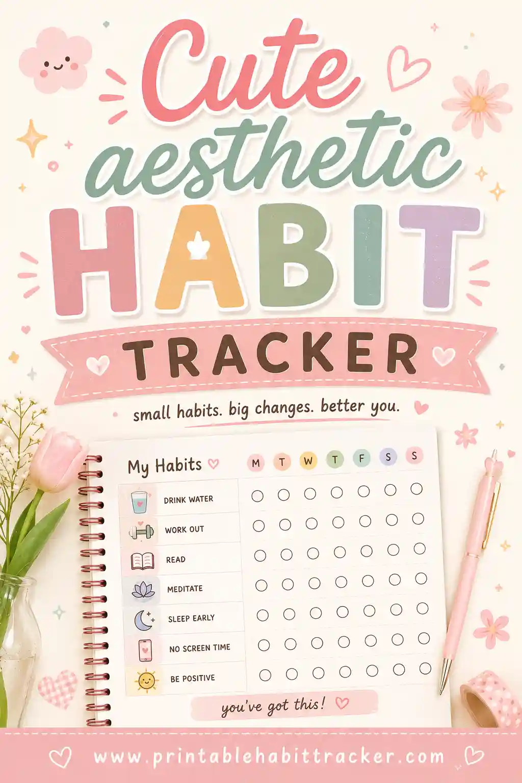 Cute Aesthetic Habit Tracker: Free Printable & Pretty
