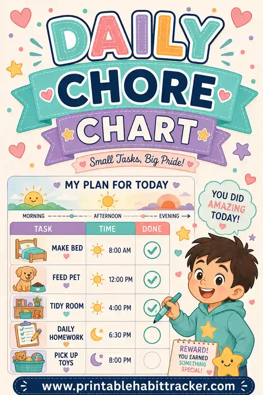 Daily Chore Chart Printable: Free Custom Charts for Every Day of the Week