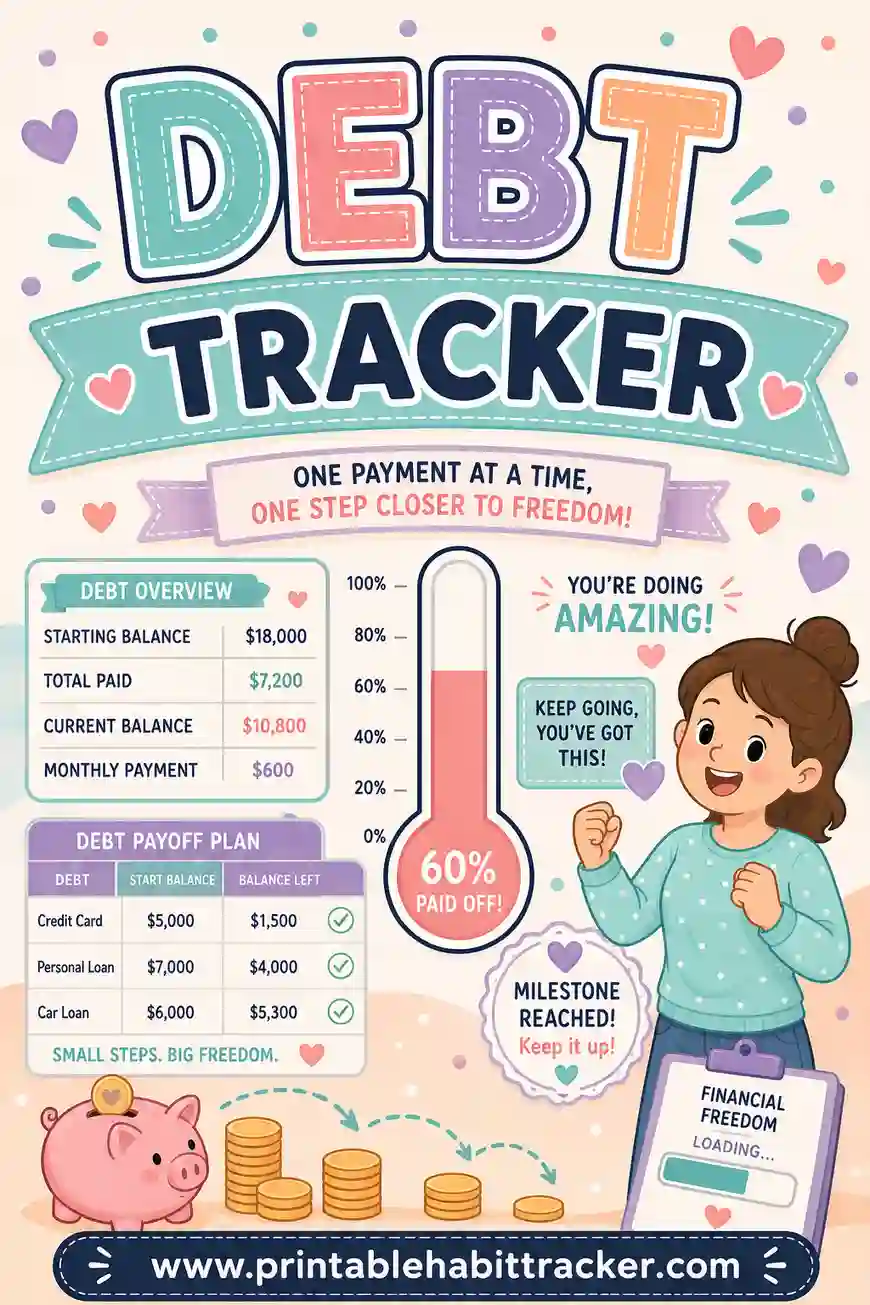 Debt Tracker Printable: Free Payoff Chart You Can Color In