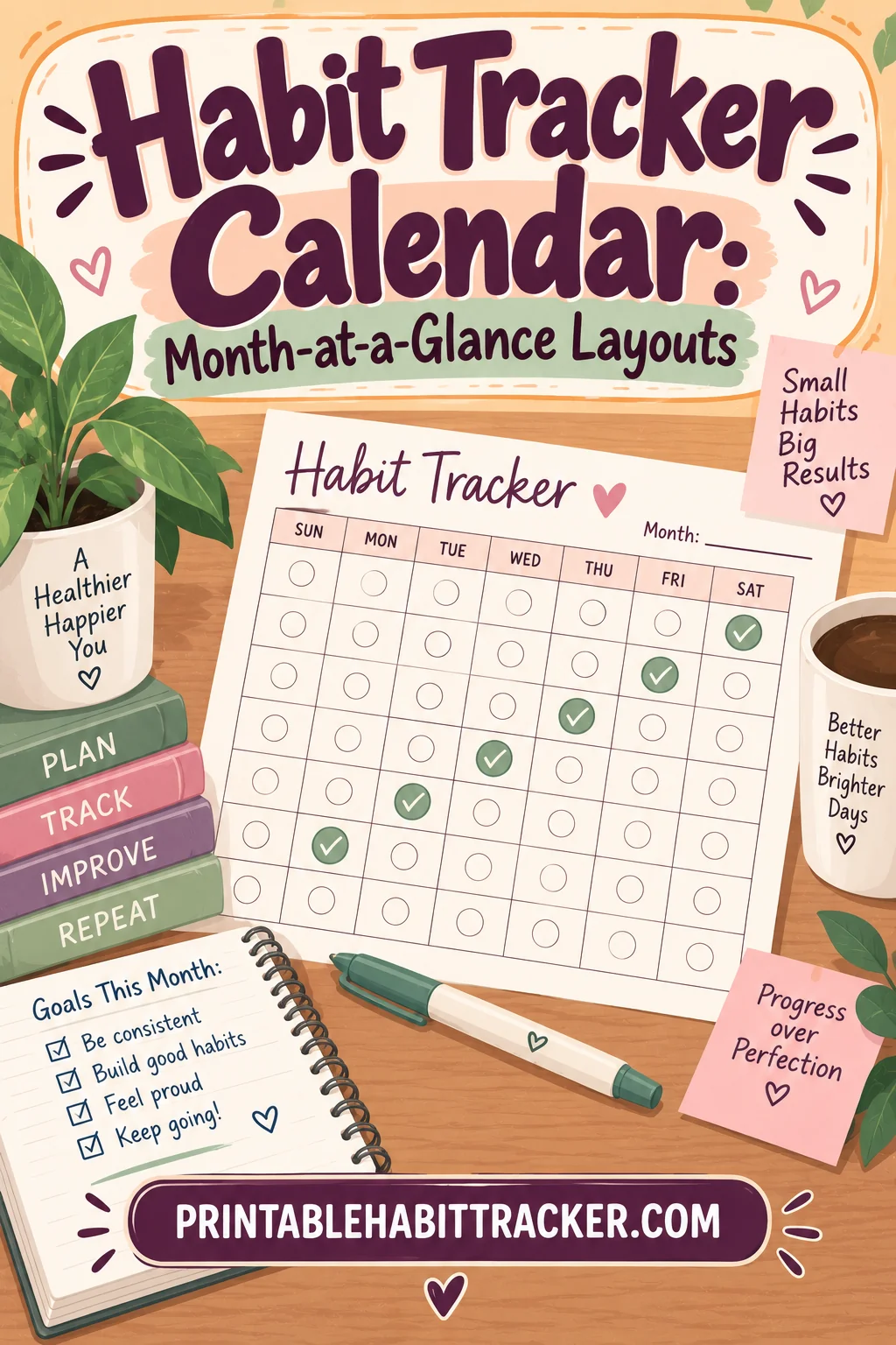 Habit Tracker Calendar: Month-at-a-Glance Layouts