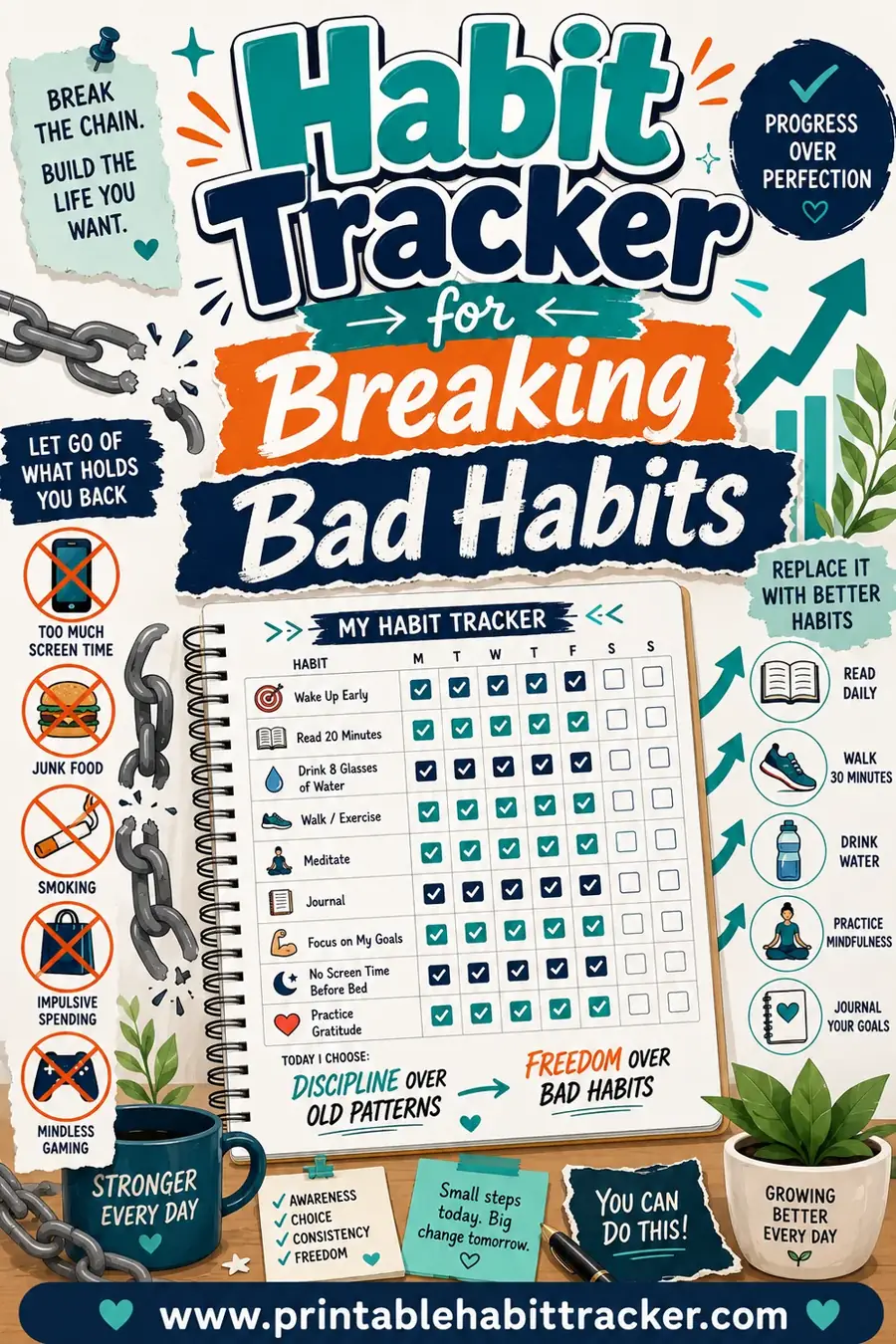 Habit Tracker for Breaking Bad Habits: Free Printable That Helps You Quit