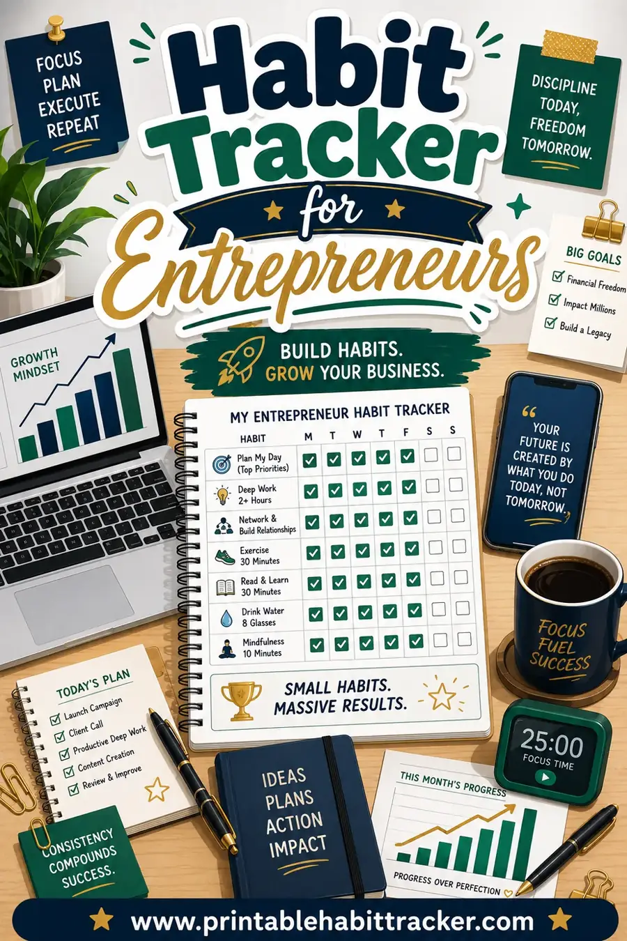 Habit Tracker for Entrepreneurs: Free Printable to Build Daily Discipline