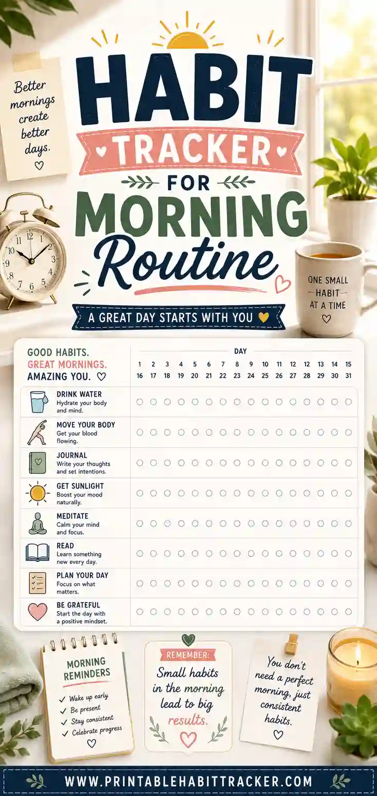 Habit Tracker for Morning Routine: Free Printable to Build Better Mornings