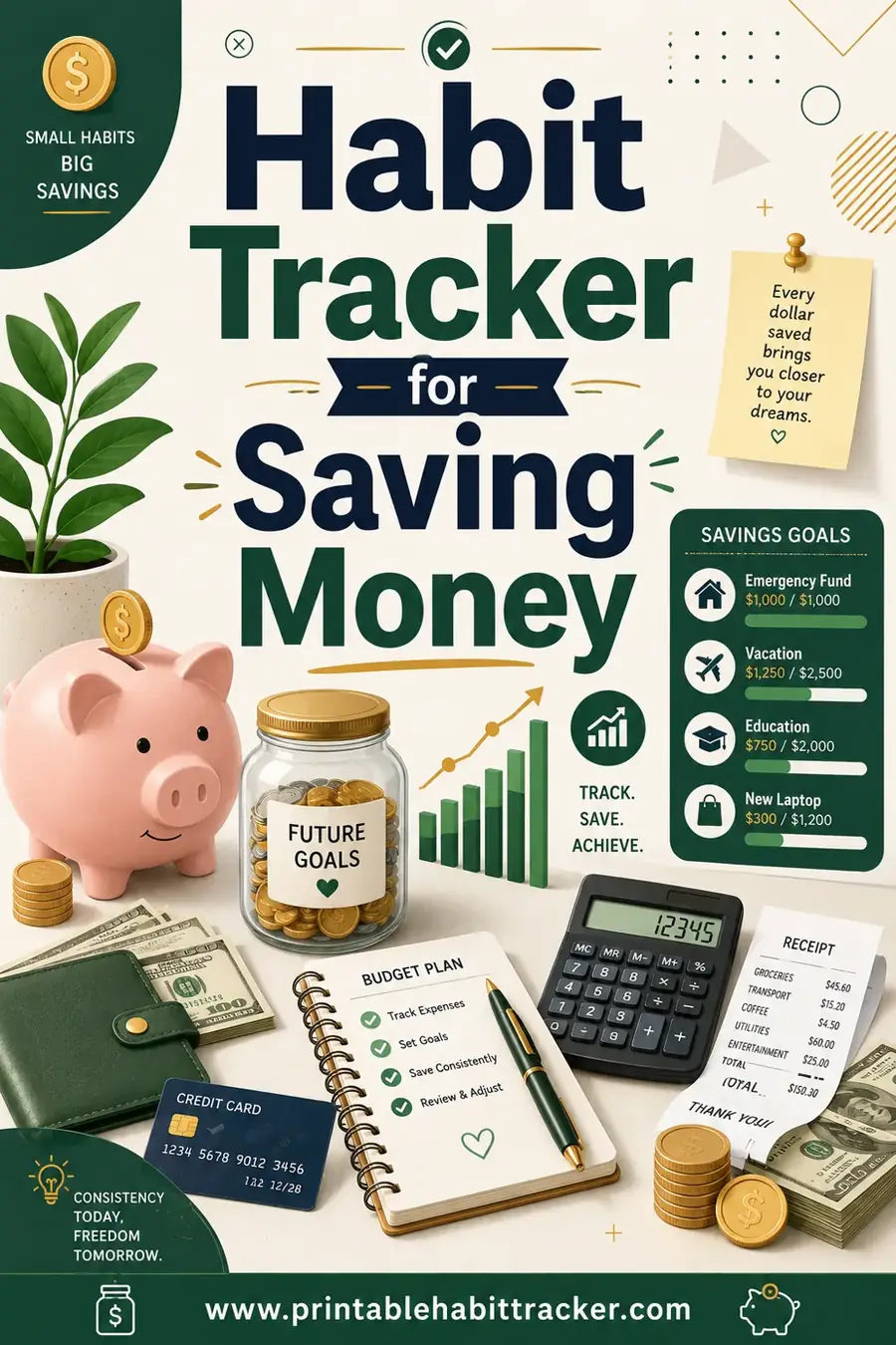 Habit Tracker for Saving Money: Free Printable Template