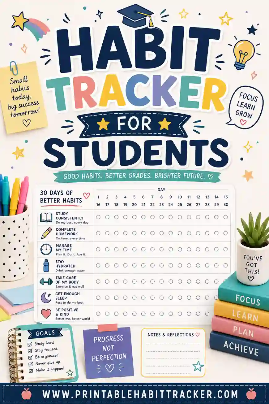 Habit Tracker for Students: Free Printable for School Success