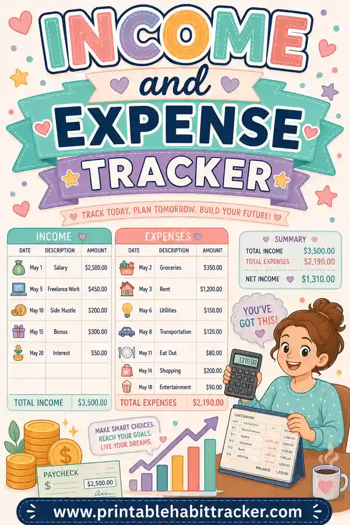 Income and Expense Tracker Printable: Free One-Page Money Log