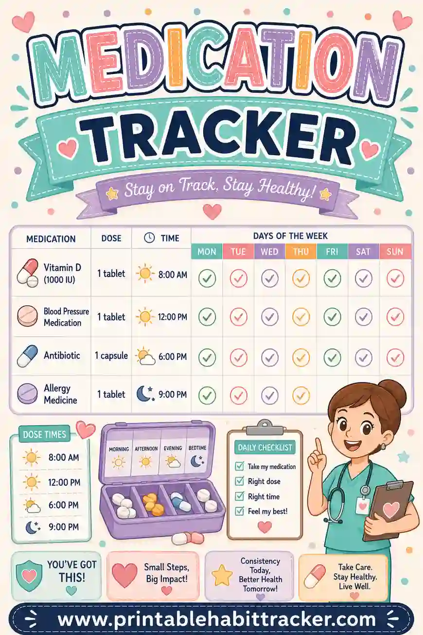 Medication Tracker Printable: Free Daily Med Checklist to Print