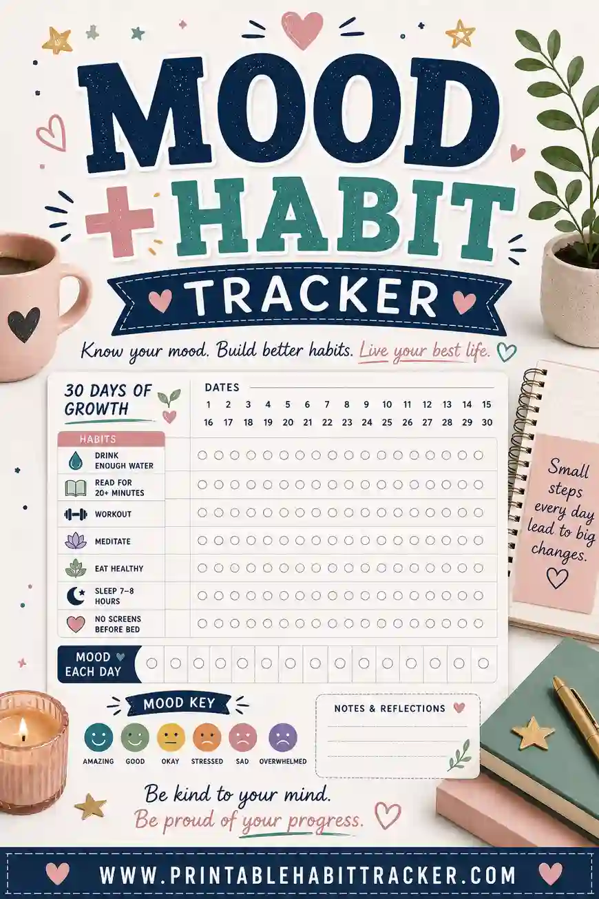 Mood + Habit Tracker: Free Printable to See What Helps