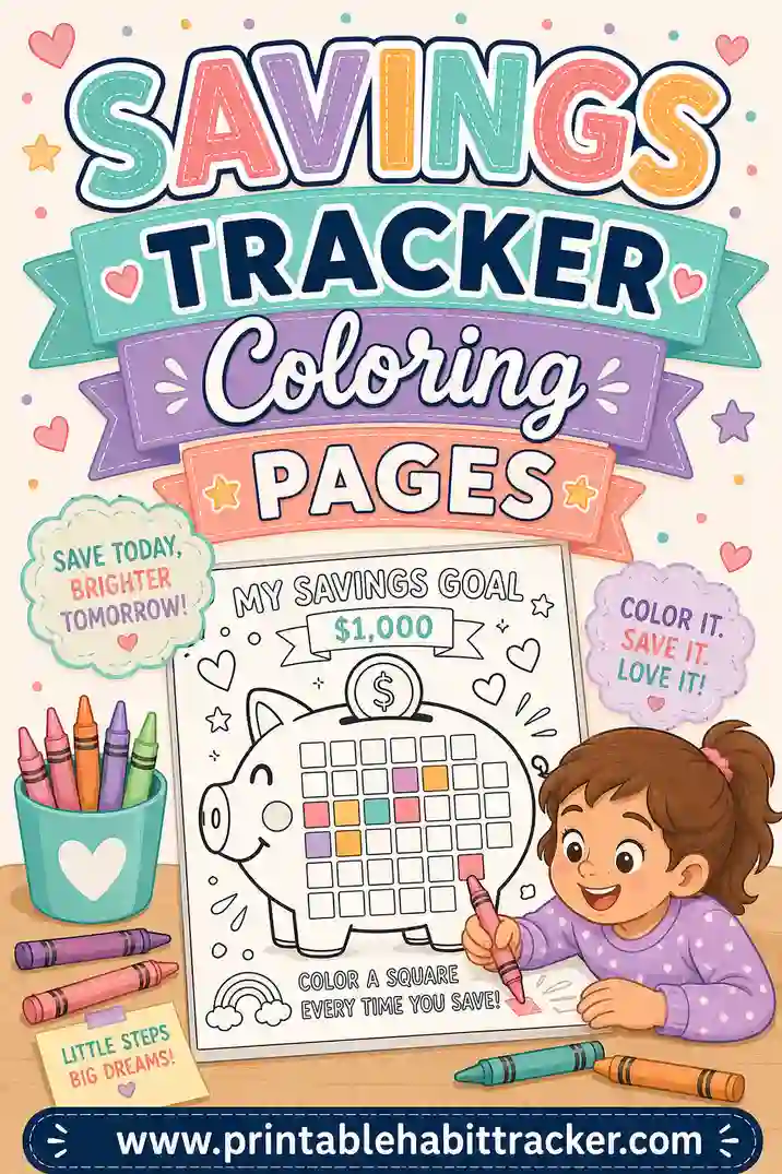 Free Printable Savings Tracker Coloring Pages: Color In Your Way to a Goal