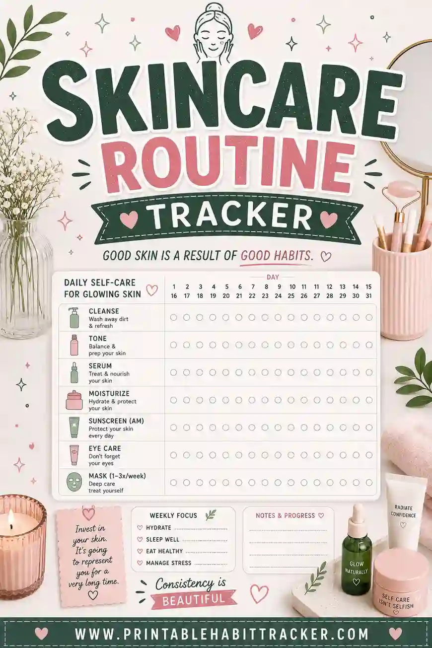 Skincare Routine Tracker: Free Printable for Clear Skin