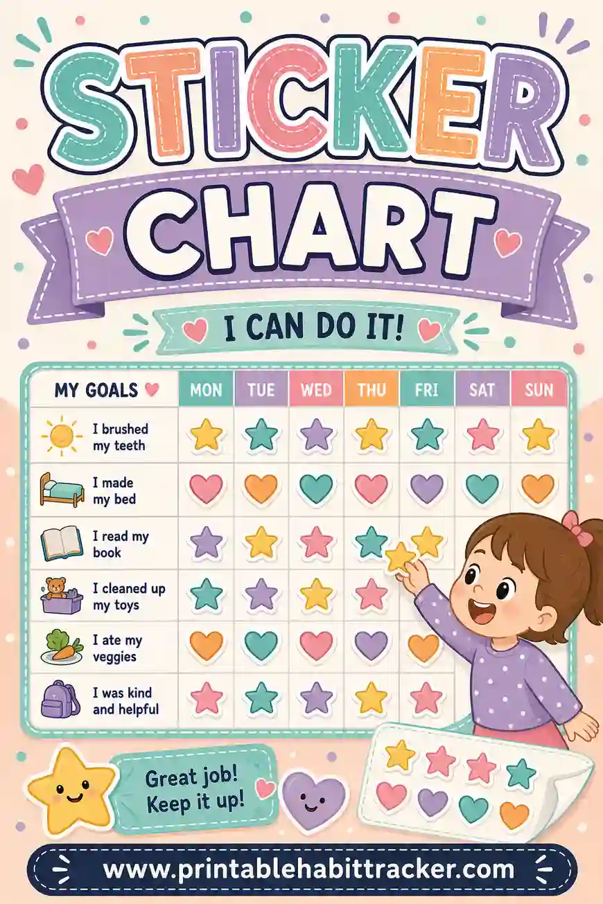 Sticker Chart Printable: Free Custom Charts Kids Love