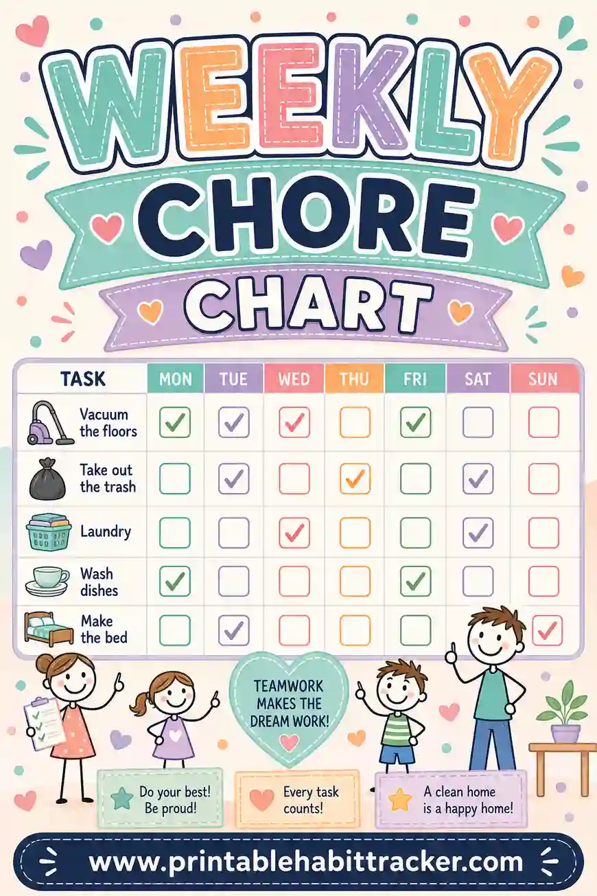 Free Printable Weekly Chore Chart: Custom Charts for the Whole Week