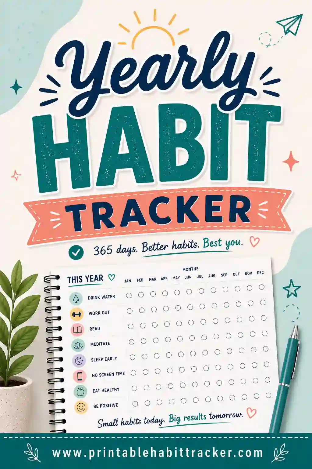 Yearly Habit Tracker: Free Printable & Customizable